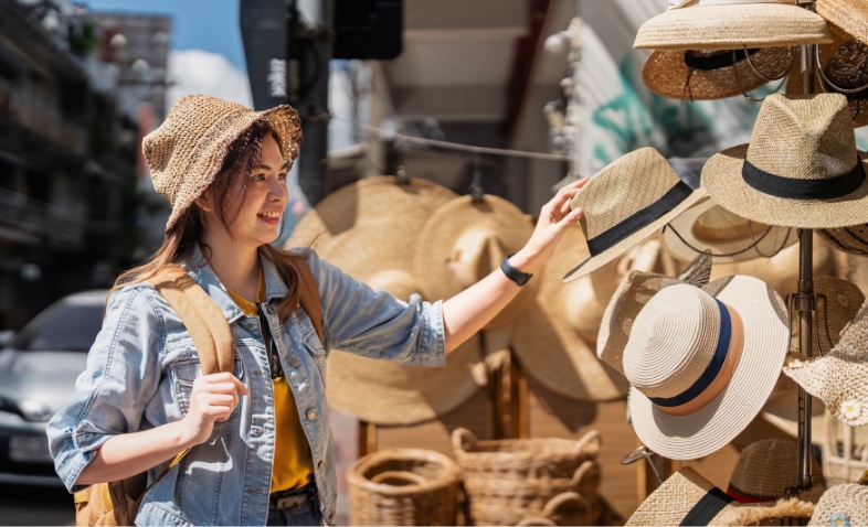 happy young woman asian is visit local market duri 2025 01 10 11 29 24 utc