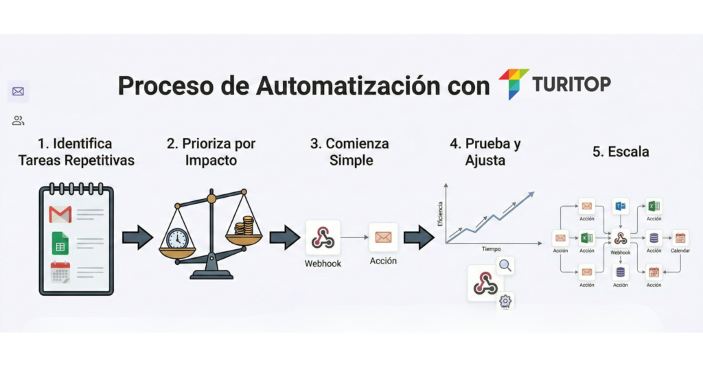 Proceso automatización con Webhooks y la API turitop
